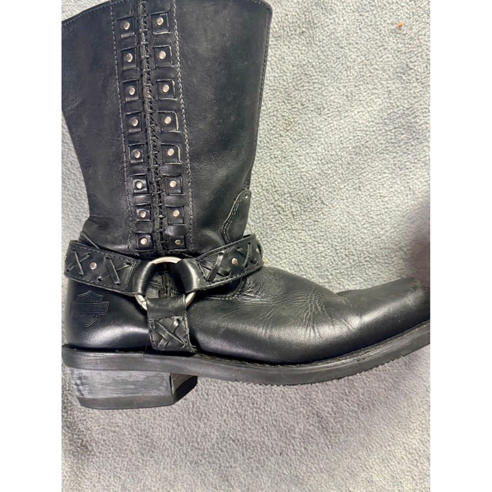 Harley-Davidson Womens Black Leather Harness Boots Studded 85431 Size 9 USA